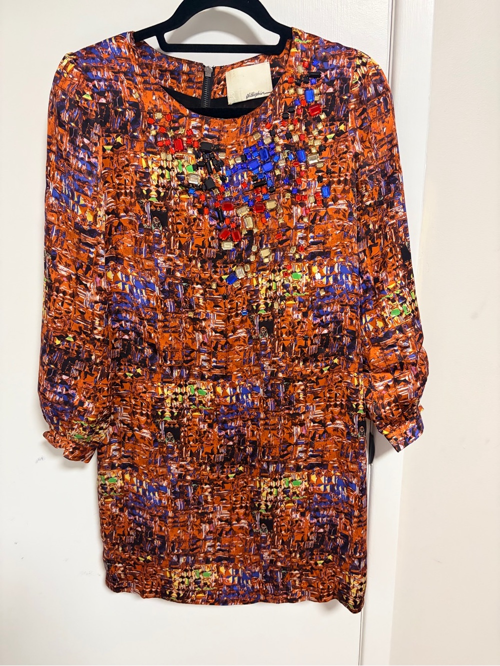 3.1 Phillip Lim Orange and Blue Abstract Dress